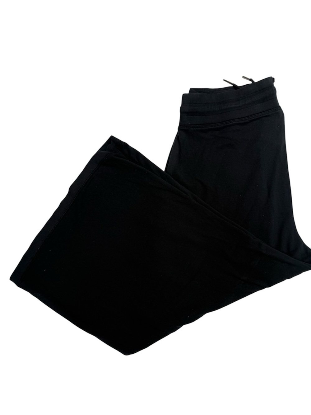 Black Drawstring Waist Cropped Wide leg Pants Size Medium